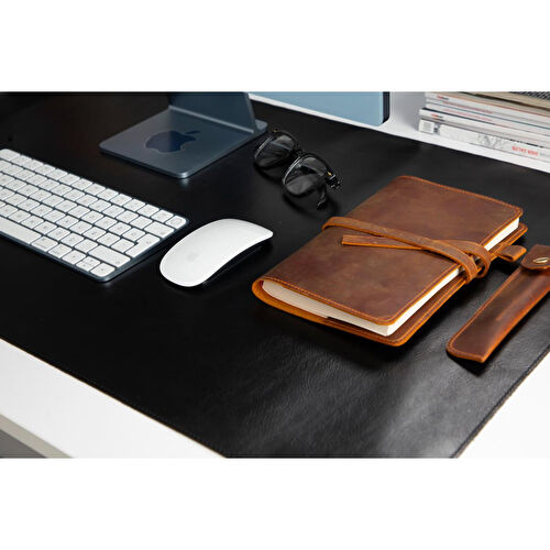 Bloominbag Still & Silent – Charcoal Gerçek Deri Masa Matı Macbook Altlığı Ve Mousepad