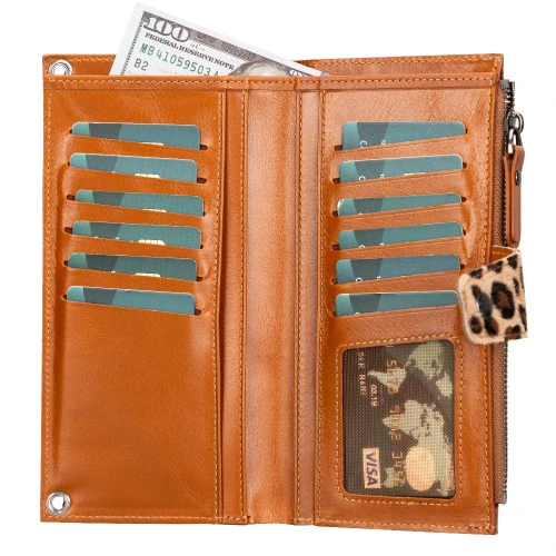 Bloominbag Urban Wild Leopar Desenli Deri Unisex Askılı Cüzdan