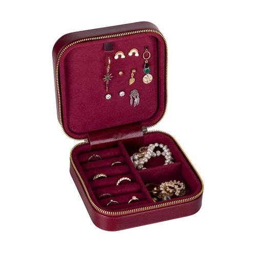 Bloominbag Amanda Velvet Burgundy Bloom Grande Deri Takı & Mücevher Kutusu