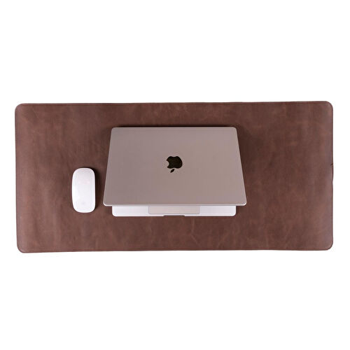 Bloominbag Still & Silent – Saddle Brown Gerçek Deri Desk Mat Macbook Altlığı Ve Mousepad