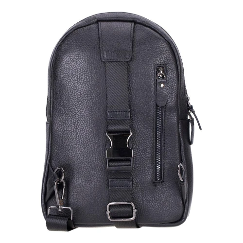 Bloominbag Blake Siyah Deri Çapraz Unisex Sırt Çantası
