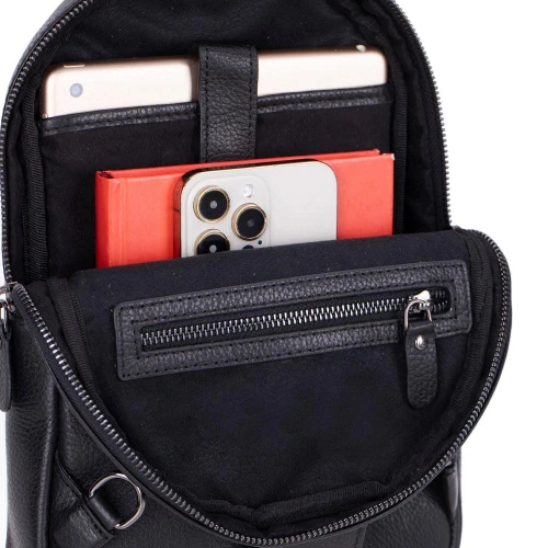 Bloominbag Blake Siyah Deri Çapraz Unisex Sırt Çantası