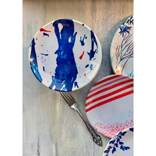Fern&Co Blue Art Collection Küçük Tabak 4 Lü Set