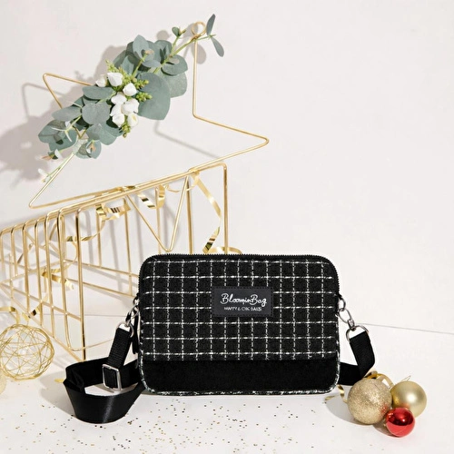 Bloominbag Noir Tweed Crossbody Çapraz Askılı Çanta