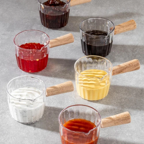 Vienev 6'lı Ahşap Saplı Akrilik Sosluk 80 Ml