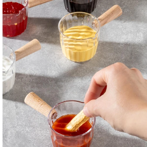 Vienev 6'lı Ahşap Saplı Akrilik Sosluk 80 Ml
