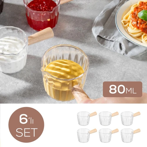 Vienev 6'lı Ahşap Saplı Akrilik Sosluk 80 Ml