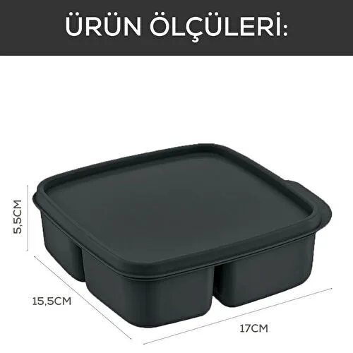 Vienev 3'lü Set Bölmeli Kare Saklama Kabı Antrasit