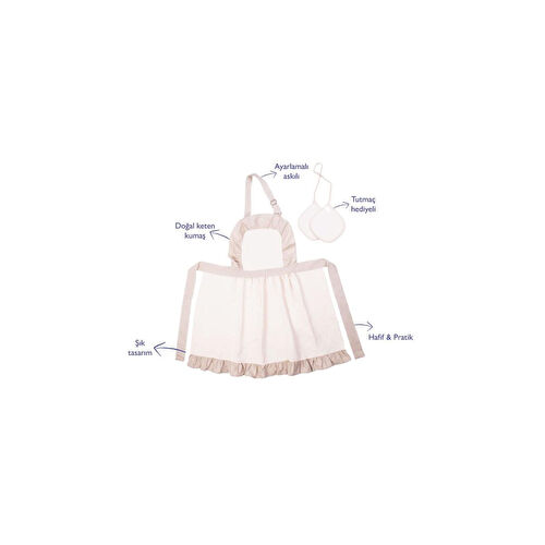 Emaylab Mindy Pileli Vintage Mutfak Önlüğü Ve Tutmaç Seti (ayarlamali Askili)