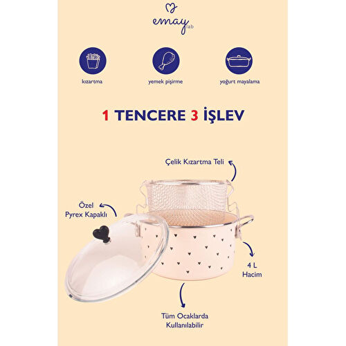 Emaylab Black Cupid Emaye Fritöz/kızartma Tenceresi