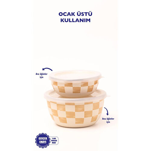 Emaylab Beige Emaye İkili Kase Seti