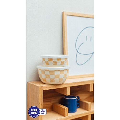 Emaylab Beige Emaye İkili Kase Seti