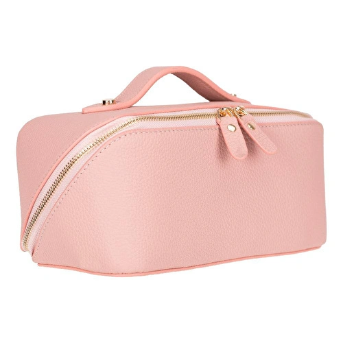 Bloominbag Ella Blush Shell – Deri Seyahat Ve Makyaj Çantası