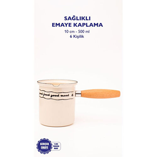 Emaylab Mood Emaye Ahşap Saplı Cezve (500ml-6 Kişilik)