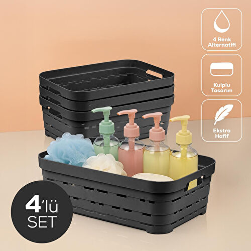 Vienev 4'lü 8,2 Litre Delikli Saklama Kutusu Antrasit
