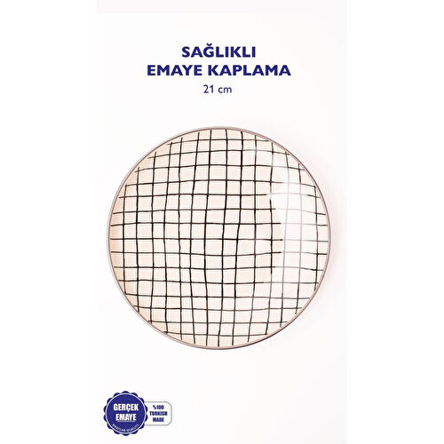 Emaylab Black Cupid Kareli Emaye Pasta/sunum Tabağı