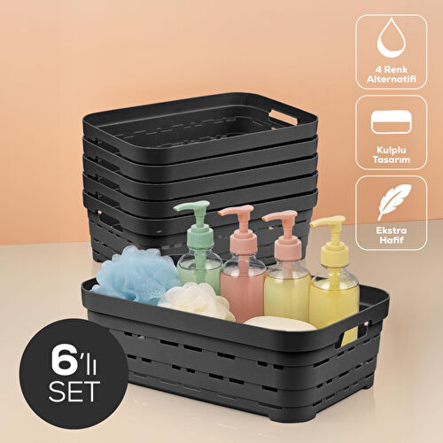 Vienev 6'lı 8,2 Litre Delikli Saklama Kutusu Antrasit