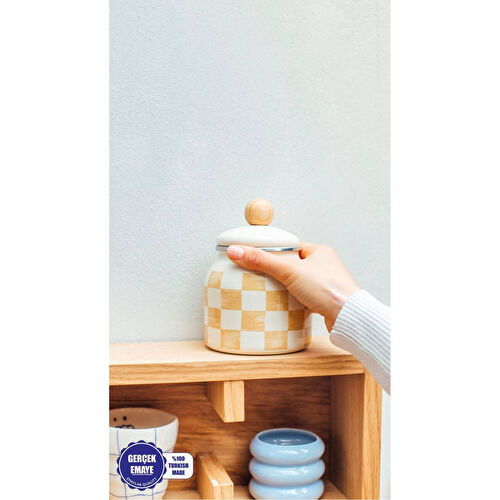 Emaylab Beige Emaye Baharatlık/kavanoz