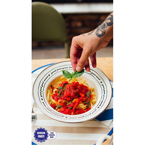 Emaylab Mood Emaye Çukur Makarna Ve Salata Tabağı