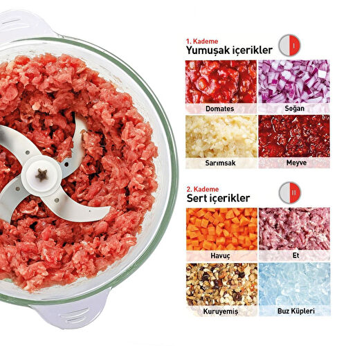 Berghoff Gem Retro 400 W Elektrikli Doğrayıcı – 2 L Cam Hazne, Bakır AC Motor | Vanilya Krem