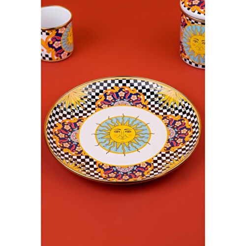 Emaylab Mısharu 26 Cm Dekoratif Emaye Tepsi / Servis Sunum Tabağı