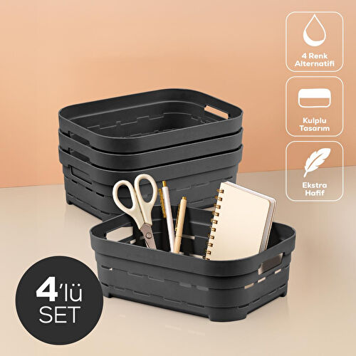 Vienev 4'lü 2,8 Litre Delikli Saklama Kutusu Antrasit