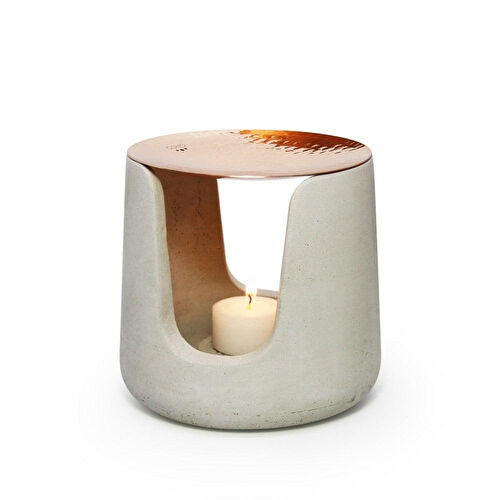 Coho Objet Coho Concre Artisan Dövme Bakır Kaseli Boz Aromaterapi Buhurdanlık