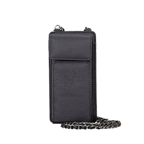 Bloominbag Bloomcross Obsidian Black Hakiki Deri Cüzdan & Telefon Çantası