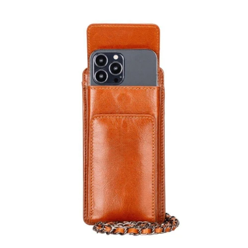 Bloominbag Bloomcross Cognac Tan Hakiki Deri Cüzdan & Telefon Çantası
