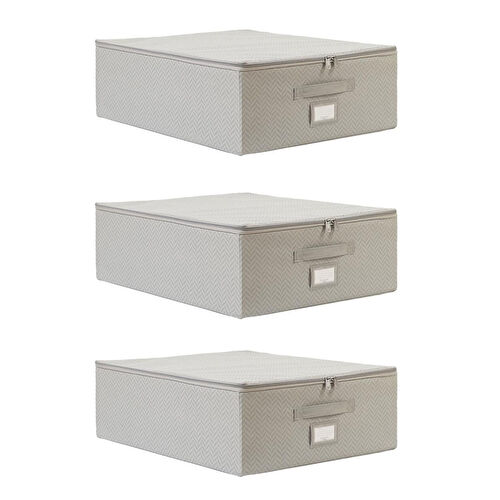 Ocean Home Textile 3'lü Orta Boy Gri Balıksırtı Destekli Hurç Set 45 X 55 X 18 Cm