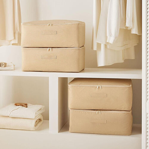 Home Wave 4'lü Orta Boy Bej Pötikare Hurç Set 52 X 28 X 21 Cm