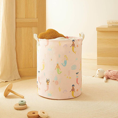 Home Wave Çocuk Odası Deniz Kızı Desenli Oyuncak Sepeti 33 X 40 Cm
