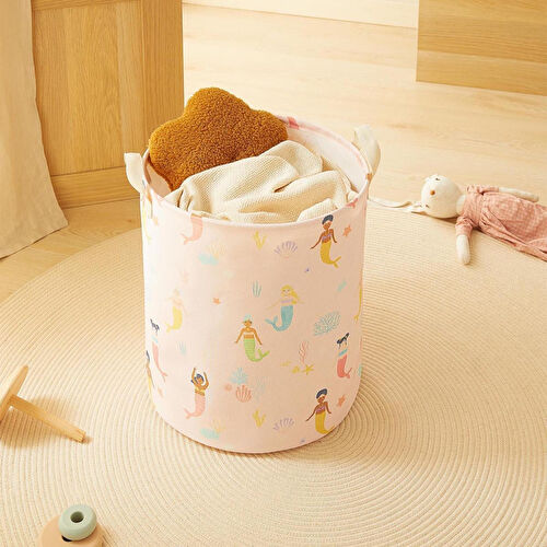 Home Wave Çocuk Odası Deniz Kızı Desenli Oyuncak Sepeti 33 X 40 Cm