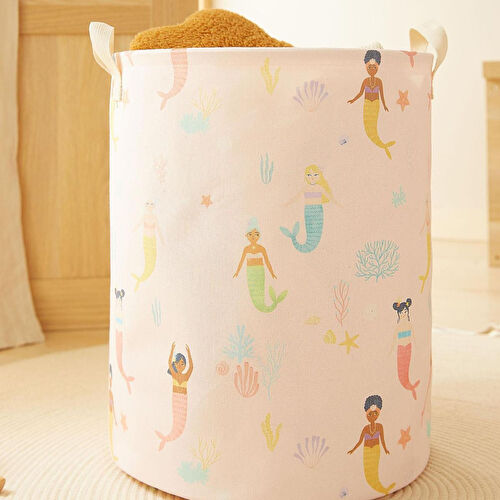Home Wave Çocuk Odası Deniz Kızı Desenli Oyuncak Sepeti 33 X 40 Cm