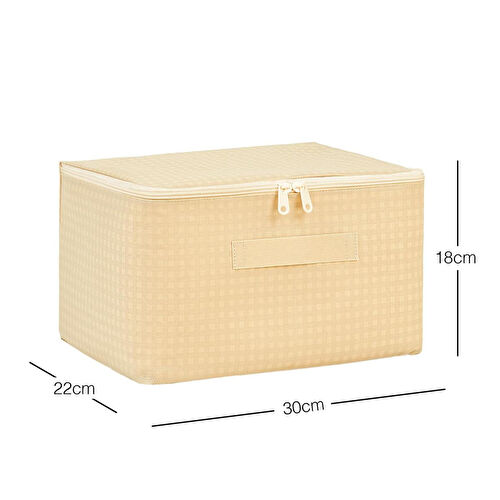 Home Wave 4'lü Küçük Boy Bej Pötikare Hurç Set 30 X 22 X 18 Cm