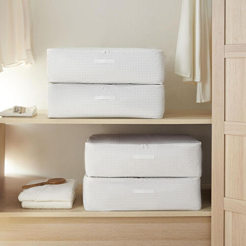 Home Wave 4'lü Mega Boy Gri Pötikare Baza Altı Hurç Set 74 X 46 X 22 Cm