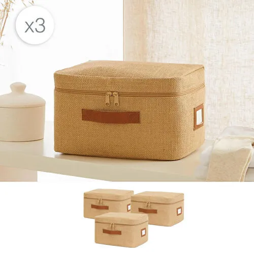 Ocean Home Textile 3'lü Küçük Boy Jüt Hurç Set 30 X 22 X 18 Cm