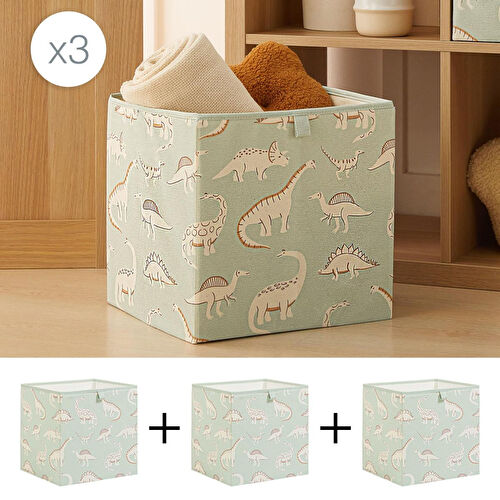 Ocean Home Textile 3'lü Çocuk Odası Dinozor Kutu Set 33 X 30 X 33 Cm
