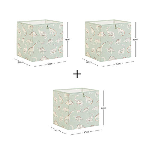 Ocean Home Textile 3'lü Çocuk Odası Dinozor Kutu Set 33 X 30 X 33 Cm