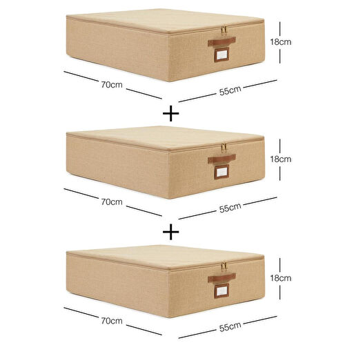 Ocean Home Textile 3'lü Büyük Boy Jüt Destekli Hurç Set 55 X 70 X 18 Cm