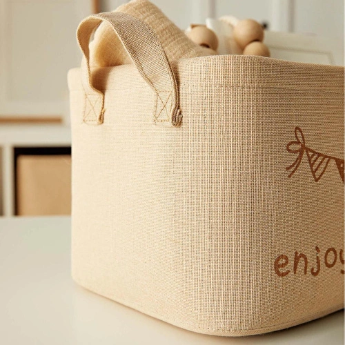 Ocean Home Textile Çocuk Odası Jüt Keten Kumaş Sepet 30 X 21 X 18 Cm