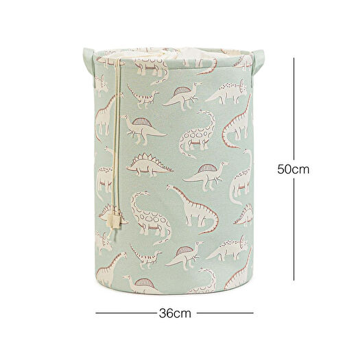 Ocean Home Textile Çocuk Odası Ağzı Büzgülü Dinozor Oyuncak Sepeti 36 X 50 Cm