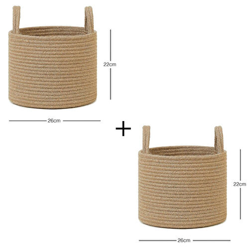 Ocean Home Textile 2'li Jüt Halat Sepet Set 26 X 22 Cm