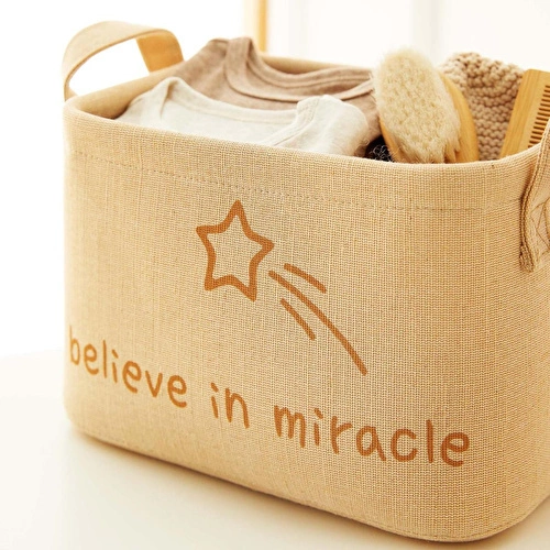 Ocean Home Textile 2'li Çocuk Odası Jüt Keten Kumaş Sepet Set 1 Adet 24 X 17 X 14 / 1 Adet 30 X 21 X 18 Cm