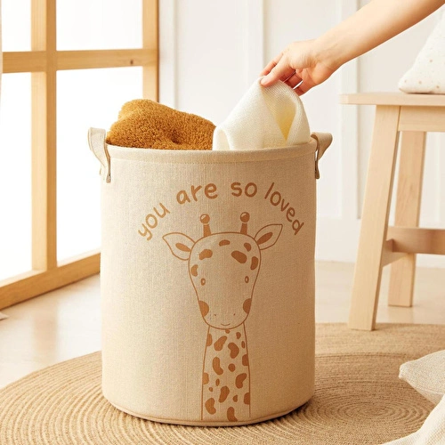 Ocean Home Textile 2'li Çocuk Odası Sevimli Hayvanlar Çocuk Odası Jüt Keten Kumaş Oyuncak Sepet Seti 33 X 40 Cm