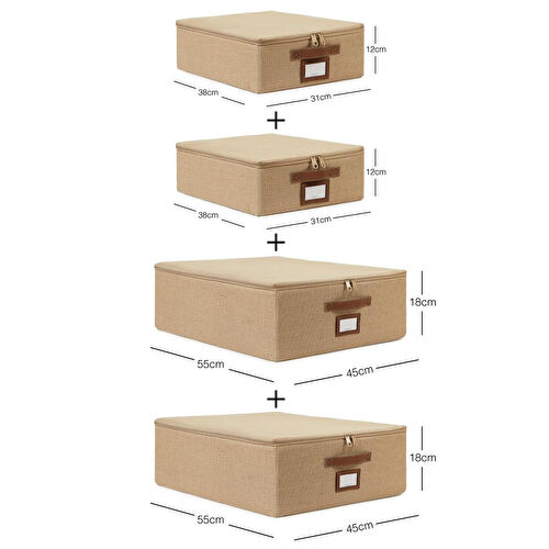 Ocean Home Textile 4'lü Jüt Destekli Hurç Set 2 Adet 31 X 38 X 12 + 45 X 55 X 18 Cm