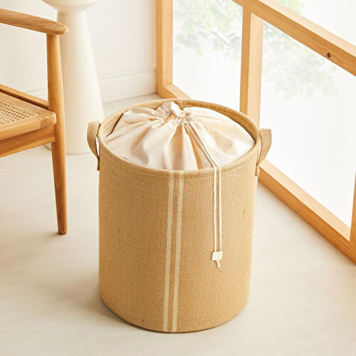 Ocean Home Textile 2'li Çizgili Jüt Sepet Set 1 Adet 42 X 31 X 25 / 1 Adet 36 X 40 Cm