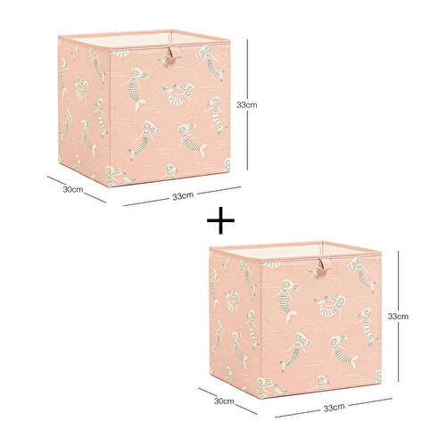 Ocean Home Textile 2'li Çocuk Odası Deniz Kızı Kutu Set 33 X 30 X 33 Cm