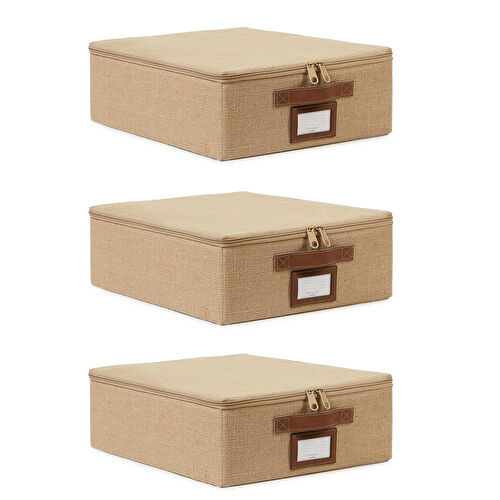 Ocean Home Textile 3'lü Küçük Boy Jüt Destekli Hurç Set 31 X 38 X 12 Cm