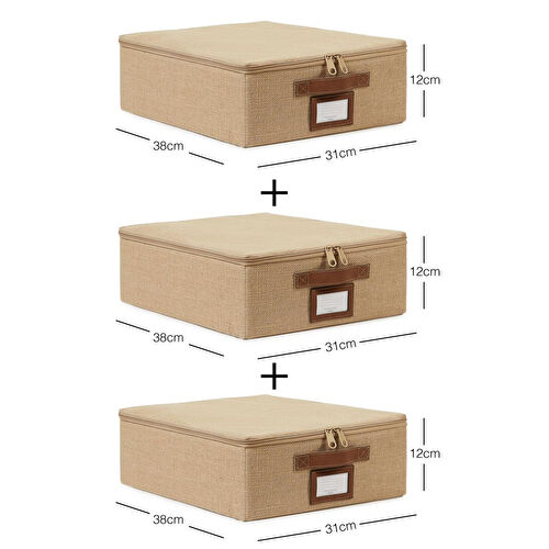 Ocean Home Textile 3'lü Küçük Boy Jüt Destekli Hurç Set 31 X 38 X 12 Cm